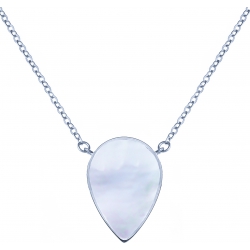 Collier acier - goutte 14x8mm  - nacre - 38+5cm