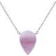 Collier acier - goutte 14x8mm  - nacre rose - 38+5cm