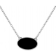 Collier acier -  oval 14x10mm - onyx - 38+5cm