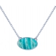 Collier acier - oval 14x10mm - amazonite - 38+5cm