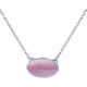 Collier acier - oval 14x10mm - nacre rose - 38+5cm