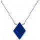 Collier acier -  losange 10x10mm - lapis lazuli - 38+5cm