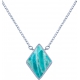 Collier acier -  losange 10x10mm - amazonite - 38+5cm