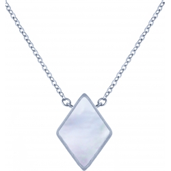 Collier acier -  losange 10x10mm - nacre - 38+5cm