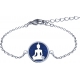 Bracelet acier - bouddha - lapis lazuli - diamètre 14mm - longueur 16+4cm
