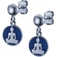 Boucles d'oreille acier - bouddha - lapis lazuli - diamètre 14mm