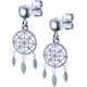 Boucles d'oreille acier - attrape-reves - nacre - diamètre 14mm