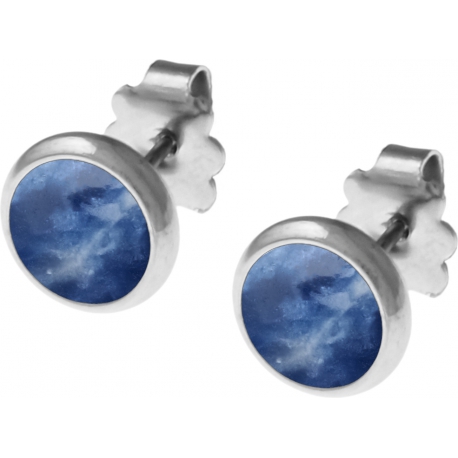 Boucles d'oreille acier 8mm - sodalite