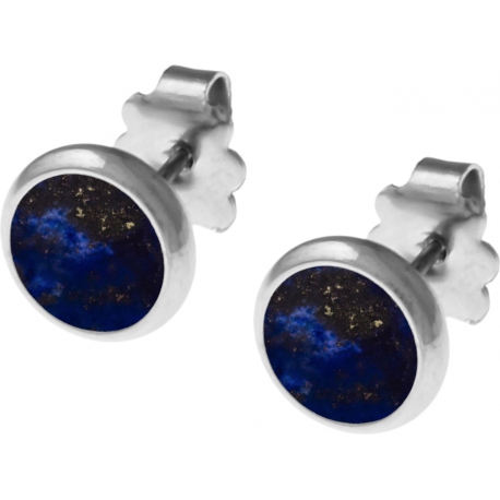 Boucles d'oreille acier 8mm - lapis lazuli