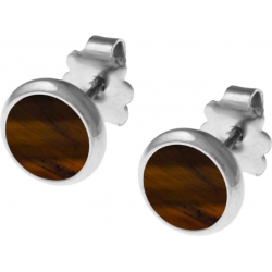 Boucles d'oreille acier 8mm - œil de tigre