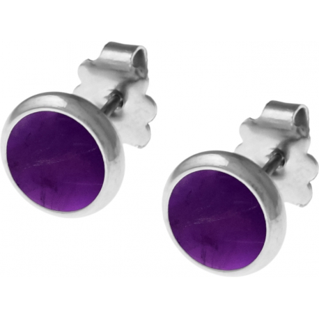 Boucles d'oreille acier 8mm - améthyste