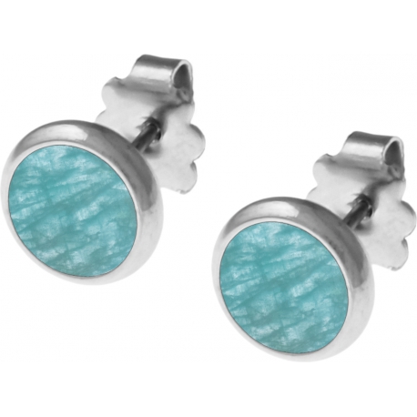 Boucles d'oreille acier 8mm - amazonite