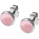 Boucles d'oreille acier 8mm - quartz rose