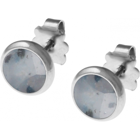 Boucles d'oreille acier 8mm - jaspe cezam