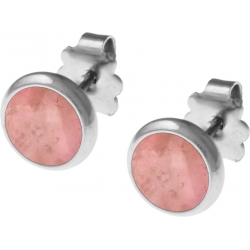 Boucles d'oreille acier 8mm - rhodonite