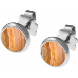 Boucles d'oreille acier 8mm - crazy lace agate