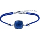 Bracelet acier coton bleu - coussin 12x12mm - lapis lazuli facetté - 16+4cm