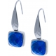 Boucles d'oreille acier - coussin 8x8mm - lapis lazuli facetté