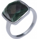 Bague acier - coussin 12x12mm - malachite facetté - T50 à T62