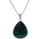 Collier acier - goutte 15mmX18mm - malachite - 40+10cm