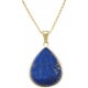 Collier acier doré - goutte 15mmX18mm - lapis lazuli - 40+10cm