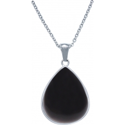 Collier acier - goutte 15mmX18mm - onyx - 40+10cm