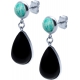 Boucles d'oreille acier - goutte 18mmX13mm - amazonite et onyx