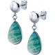 Boucles d'oreille acier - goutte 18mmX13mm - howlite et amazonite