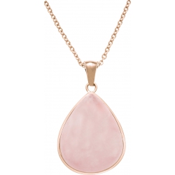 Collier acier rosé - goutte 15mmX18mm - quartz rose - 40+10cm