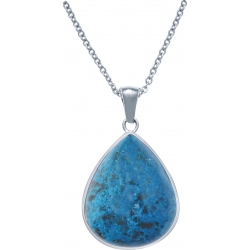 Collier acier - goutte 15mmX18mm - chrysocolle - 40+10cm