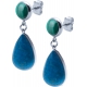 Boucles d'oreille acier - goutte 18mmX13mm - malachite et chrysocolle