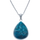 Collier acier - goutte 15mmX18mm - apatite - 40+10cm