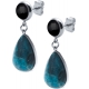 Boucles d'oreille acier - goutte 18mmX13mm - onyx et apatite