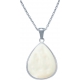 Collier acier - goutte 15mmX18mm - nacre - 40+10cm