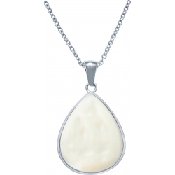 Collier acier - goutte 15mmX18mm - nacre - 40+10cm