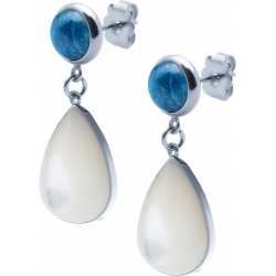 Boucles d'oreille acier - goutte 18mmX13mm - apatite et nacre