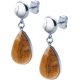 Boucles d'oreille acier - goutte 18mmX13mm - howlite  et crazy lace agate