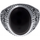 Chevalière en acier homme - cabochon onyx 15x12mm - T54 à 70