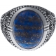 Chevalière en acier homme - cabochon lapis lazuli 15x12mm - T54 à 70