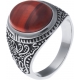 Chevalière en acier homme - cabochon œil de taureau 15x12mm - T54 à 70