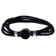 Bracelet double tour acier - corde noir - onyx 14mm - 41cm