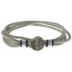 Bracelet double tour acier - corde gris clair vert - jaspe cezame 14mm - 41cm