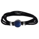 Bracelet double tour acier - corde noire - sodalite 14mm - 41cm