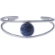 Bracelet jonc acier - 2 rangs - sodalite - cabochon 14mm - diamètre intérieur 58mm