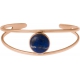 Bracelet jonc acier rosé - 2 rangs - lapis lazuli - cabochon 14mm - diamètre intérieur 58mm