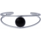 Bracelet jonc acier - 2 rangs - onyx - cabochon 14mm - diamètre intérieur 58mm