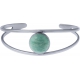 Bracelet jonc acier - 2 rangs - amazonite - cabochon 14mm - diamètre intérieur 58mm