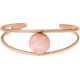 Bracelet jonc acier rosé - 2 rangs - quartz rose - cabochon 14mm - diamètre intérieur 58mm