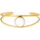 Bracelet jonc acier doré - 2 rangs - nacre blanche - cabochon 14mm - diamètre intérieur 58mm