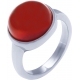 Bague en acier - cabochon cornaline 13mm - T50 à 62